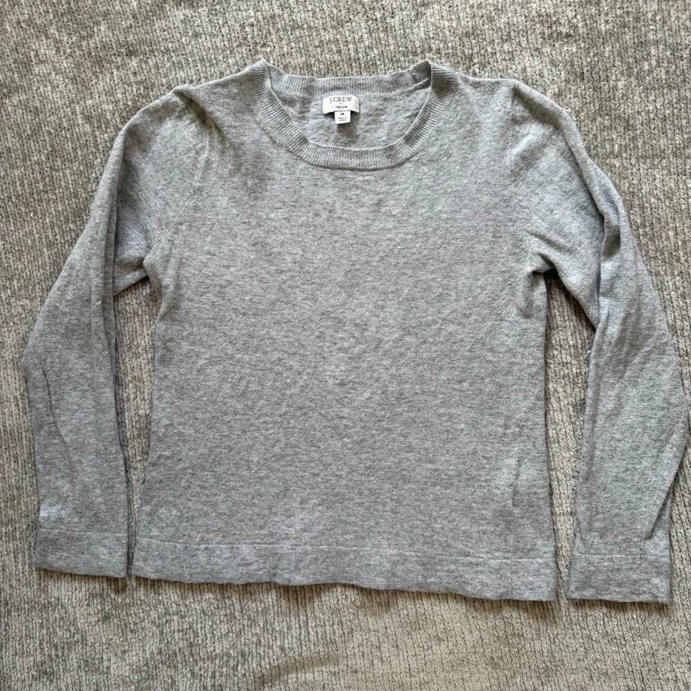 J.Crew Teddie Sweater‎ Gray Wool Blend Medium M Classic Academia Office Neutral